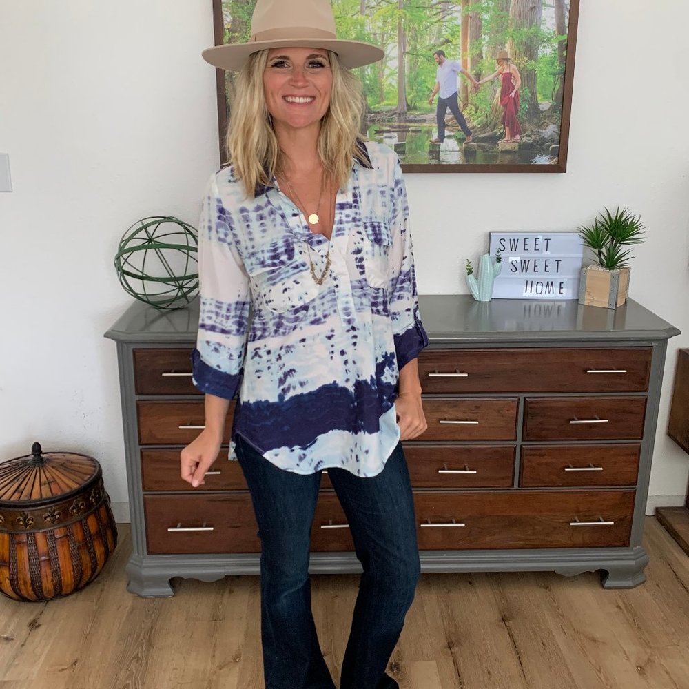 Watercolor Tie Dye Blouse Top